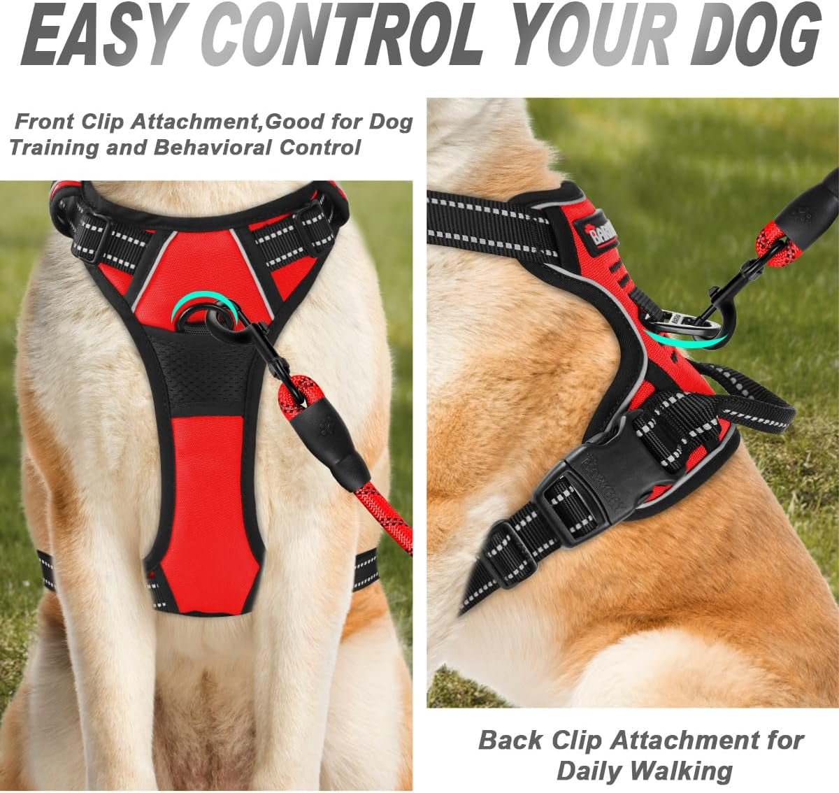 No - Pull Dog Harness – Front Clip, Reflective, Heavy Duty with Handle for Large Dogs - Paw Fit Gears