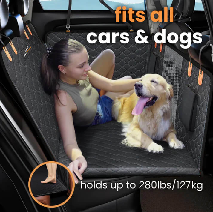 6 - In - 1 Dog Car Seat Cover for Back Seat, Waterproof Dog Car Hammock with Mesh Window, Non - Slip Pet Backseat Protector for Cars, Trucks and Suvs - Paw Fit Gears